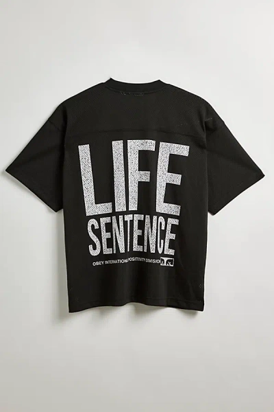 Obey Uo Exclusive Life Sentence Mesh Tee In Black, Men's At Urban Outfitters
