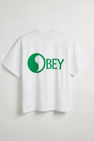 Obey Uo Exclusive Mesh Jersey Tee In White, Men's At Urban Outfitters