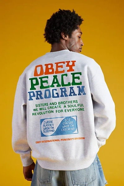 Obey Uo Exclusive Peace Program Crew Neck Sweatshirt In Grey, Men's At Urban Outfitters