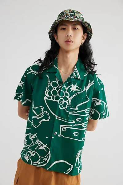 Obey Uo Exclusive Still Life Woven Short Sleeve Shirt Top In Green, Men's At Urban Outfitters