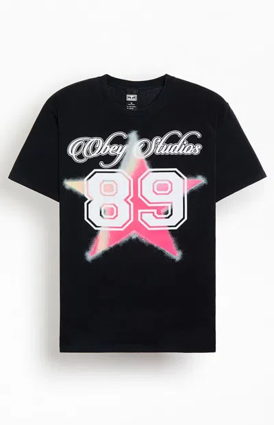 Obey Varsity Star T-shirt In Black
