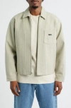 Obey Vernon Pinstripe Felted Zip Jacket In Burgundy