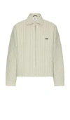 Obey Vernon Pinstripe Felted Zip Jacket In Neutral