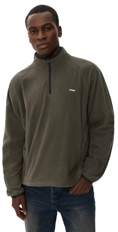 Obey Vetta Polar Fleece Pullover Andesite In Brown