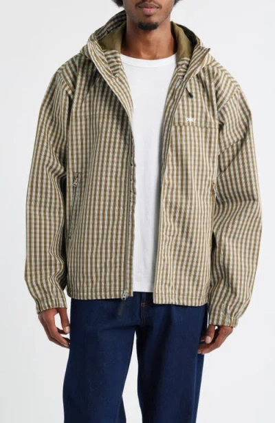 Obey Vista Oversize Plaid Hooded Canvas Jacket In Multi