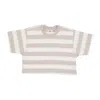 Obey W Adams Stripe Cropped Tee Women's T-shirt Silver Gray Multi