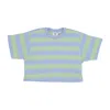 Obey W Adams Women's T-shirt Stripe Cropped Tee Hydrangea Multi