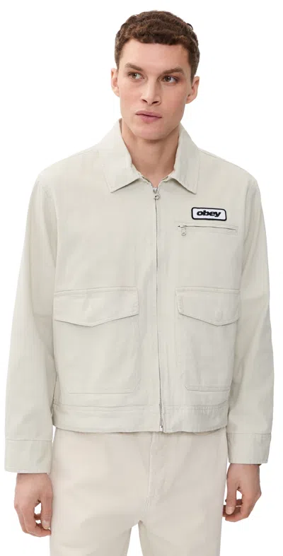 Obey Walter Barn Jacket Silver Birch Faded Wash In Gray