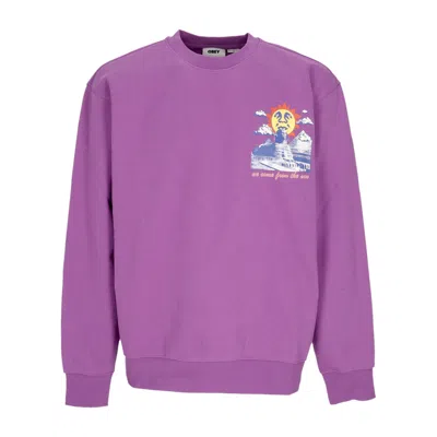 Obey We Come From The Sun Men's Lightweight Crewneck Sweatshirt Premium French Crew Dewberry