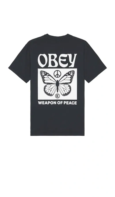 Obey Weapon Of Peace Tee In Pigment Vintage Black