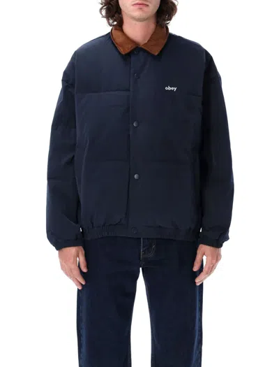 Obey Puffer Jacket In Dark Navy