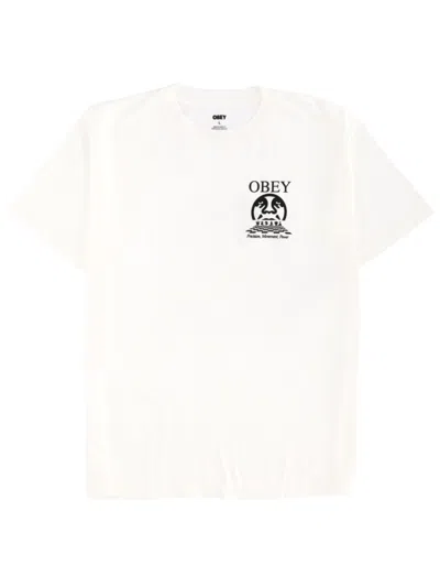 OBEY WHITE GRAPHIC CREW NECK T-SHIRT