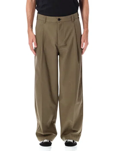 Obey Wide Leg Tailored Trousers In Brown