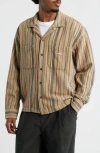Obey Willard Long Sleeve Camp Shirt In Brown