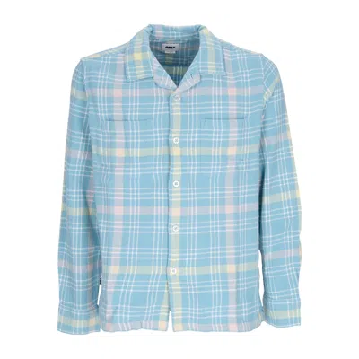 Obey Wilson Woven Men's Long Sleeve Shirt L/s Artic Blue Multi