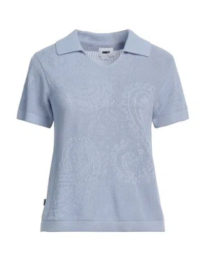 Obey Woman Sweater Sky Blue Size S Cotton