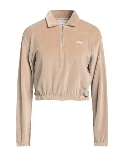 Obey Woman Sweatshirt Beige Size S Cotton, Polyester