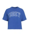 Obey Woman T-shirt Light Blue Size S Cotton In Blue