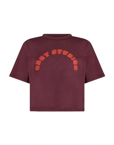 Obey Woman T-shirt Burgundy Size Xs Cotton In Red