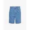 Obey Womens Light Indigo Eli Pleated Denim Shorts In Light Indigo
