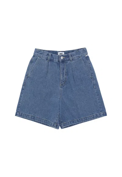 Obey Women's Short Jeans W Eli Pleated Short Light Indigo