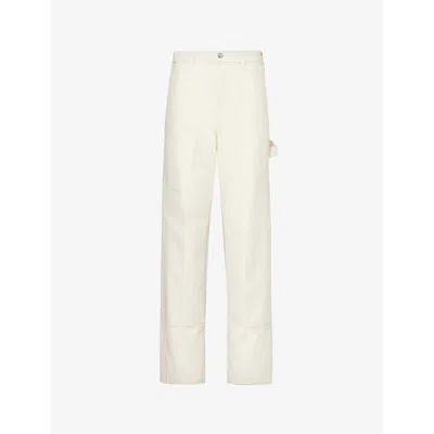 Obey Womens Unbleached Big Timer Straight-leg Mid-rise Cotton Trousers