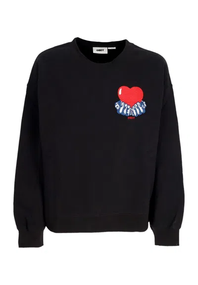 Obey Women's W Heart Crew Fleece Digital Black