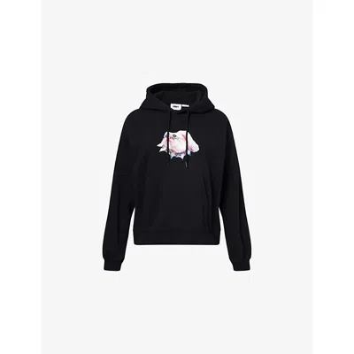 Obey Womens Bull Dog Kangaroo-pocket Cotton-blend Hoody Black Xs