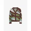 Obey Womens Delirium V-neck Wool-blend Cardigan Brown Multi In Multi