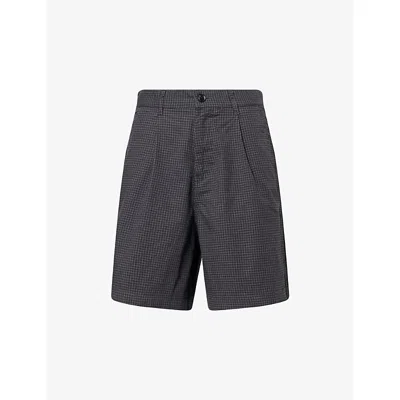 Obey Womens Thursday Plaid Check-print Cotton-poplin Shorts Charcol Grey