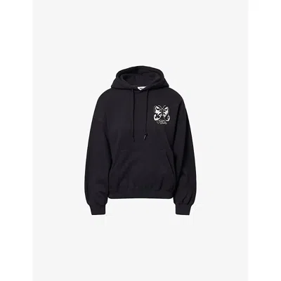 Obey Womens Digital Black Butterfly Relaxed-fit Cotton-blend Hoody