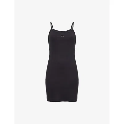 Obey Womens Mona Ribbed Stretch-cotton Mini Dress Digital Black