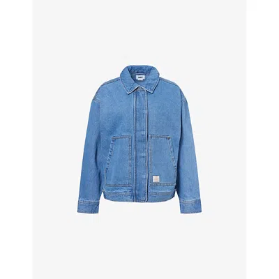 Obey Womens Sybil Relaxed-fit Denim Jacket Light Indigo