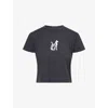 Obey Womens Cat Graphic-print Cotton-jersey T-shirt Black In Black