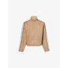 Obey Womens Tan Astrid Striped Cotton-canvas Jacket In Brown