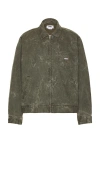 Obey Workman Cotton Denim Zip Jacket In Green