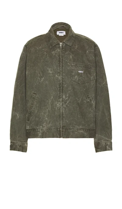 Obey Workman Zip Jacket In Green