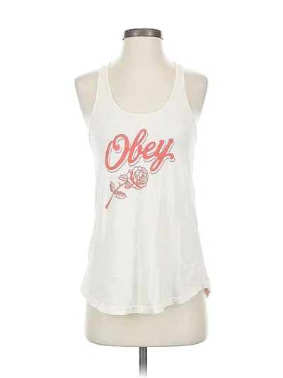Pre-owned Obey Worldwide Tank Top White Halter Neckline Tops