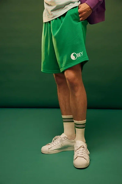 Obey Uo Exclusive Worries Fade Mesh Short In Green, Men's At Urban Outfitters