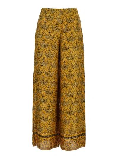 OBIDI 'IRIS' MULTICOLOR PANTS WITH WIDE LEG AND ALL-OVER PRINT IN SILK WOMAN