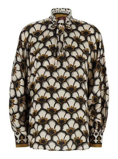 OBIDI 'MARION' MULTICOLOR SHIRT WITH FRONT KNOT CLOSURE AND ALL-OVER PRINTED MOTIF IN SILK WOMAN