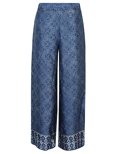 Obidi Printed Silk Trousers In Blue