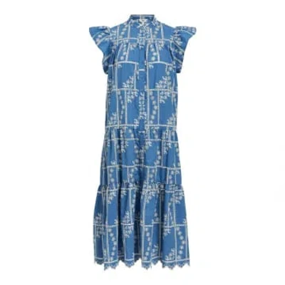 Object Clothing Blue Embroidered Maxi Dress