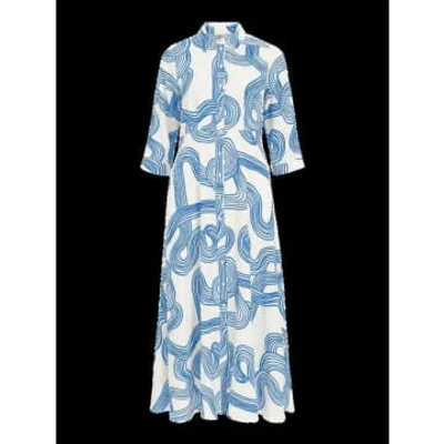 Object Objalli Shirt Dress In Cloud Dancer White And Palace Blue