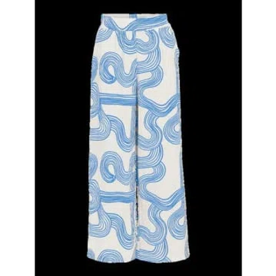 Object Objalli Trousers In Cloud Dancer & Palace Blue
