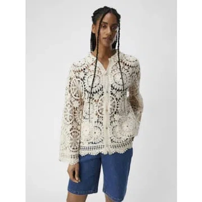 Object Petra Crochet Shirt In Neutral