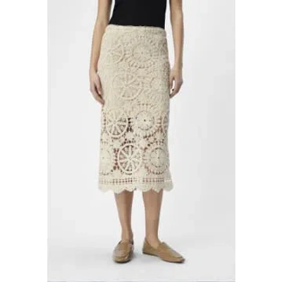 Object Petra Sandshell Knit Midi Skirt In Neutral