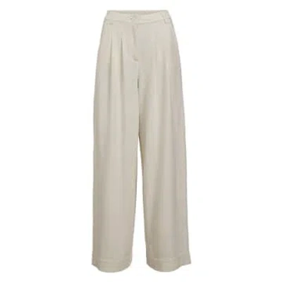 Object Rilla Wide Leg Loose Trousers Ivory In White