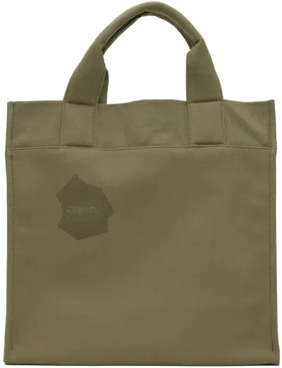 Objects Iv Life Khaki Logo Stamped Tote In Dark Green