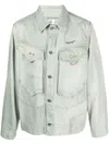 Objects Iv Life Patina Logo Print Cotton Denim Jacket In Green